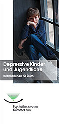 Vorderseite der Broschüre "Depressive Kinder und Jugendliche - Informationen für Eltern" der PTK NRW